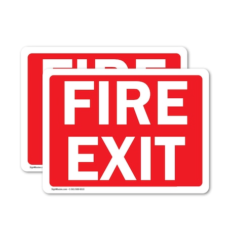 Signmission Fire Exit Sign, Vinyl Decal, 5in W x 3.5in L, 2PK OS-2PACK-CL-D-35-L-20001